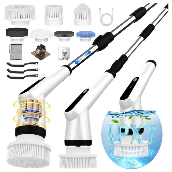 Electric 2 Speed Spin Scrubber With 7 Replaceable Brush Heads