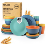 40-Piece Wheat Straw Dinnerware Set For 8, Unbreakable And Dishwasher Safe