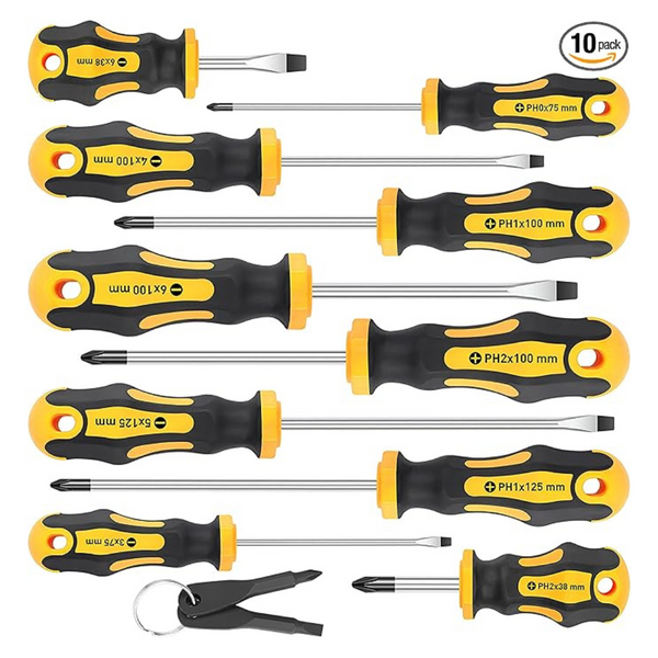 10-Piece Amartisan Magnetic Screwdrivers Set (Phillips & Slotted)
