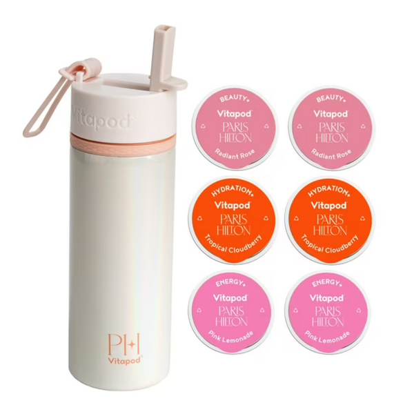 22-Oz Paris Hilton x Vitapod Daily Water Bottle w/ 6 Drink Mix Pod Sampler