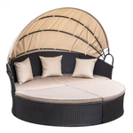 Tozey Chillrest Rattan Wicker Outdoor Patio Round Daybed