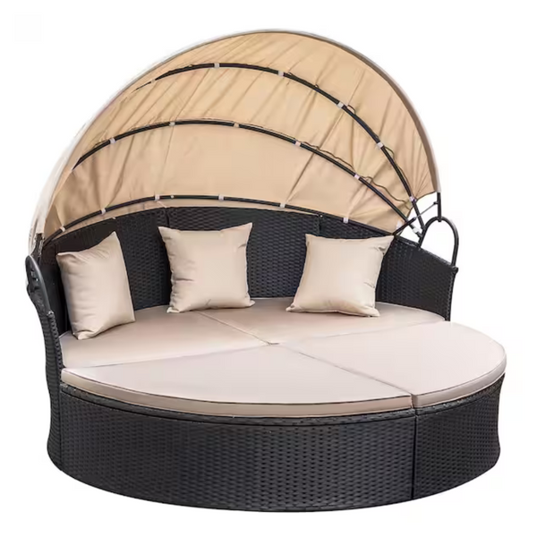 Tozey Chillrest Rattan Wicker Outdoor Patio Round Daybed