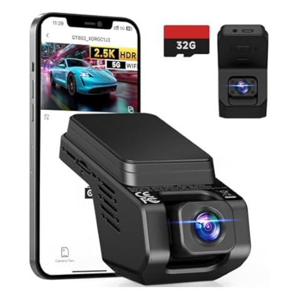 Tuifac 2.5K+1080P Dual Front & Inside 32GB Card Dash Cam