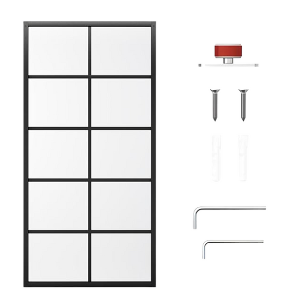 5-Lite Tempered Glass Sliding Kitchen Barn Door (42" x 84")
