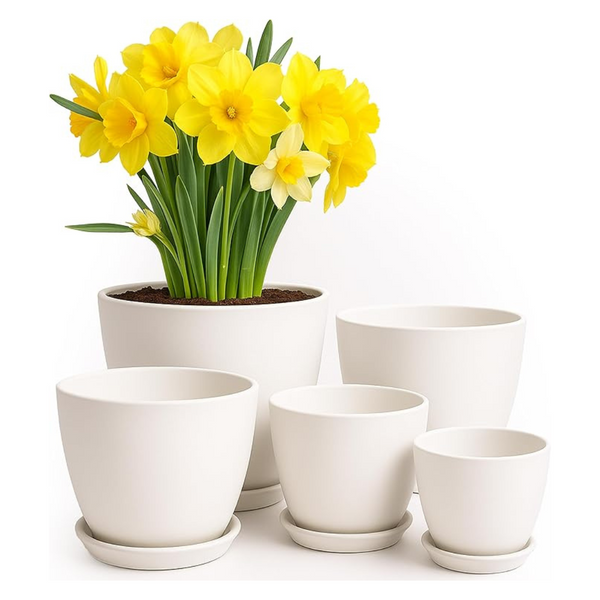 5-Pack Utopia Home Plant Pots with Drainage (7/6.6/6/5.3/4.8 Inches)