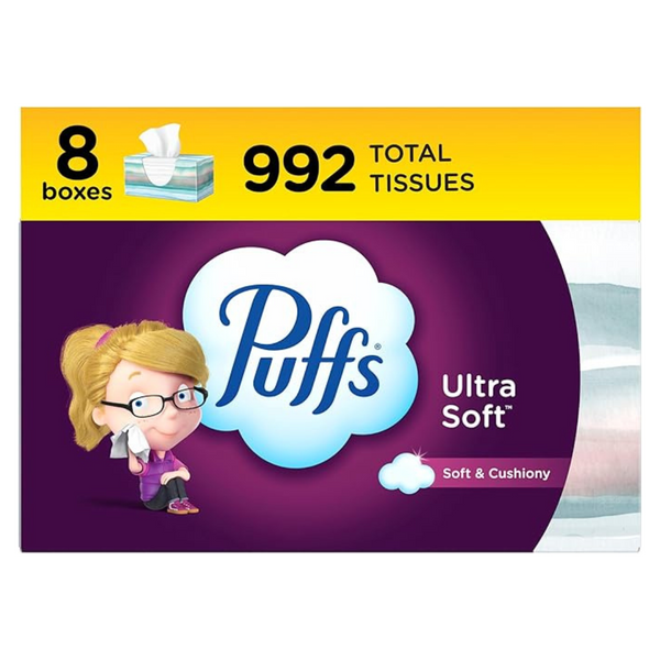 8-Pack Puffs Ultra Soft Non-Lotion Facial Tissue