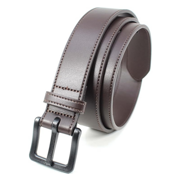 Men's Metal Free Leather Belt with Stitched Edge & Buckle