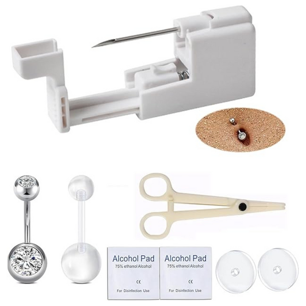 8 Pcs Stainless Steel 14G Belly Button Piercing Kit (3-Colors)