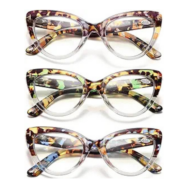 3-Pack Women's Cat-Eye Reading Glasses with Blue Light Protection