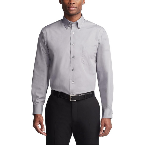 Van Heusen Men's Regular Fit Silky Poplin Solid Dress Shirt