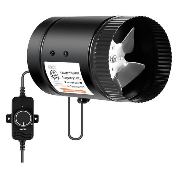 Simple Deluxe 4" Inline Booster Duct Fan 106 CFM with Speed Control