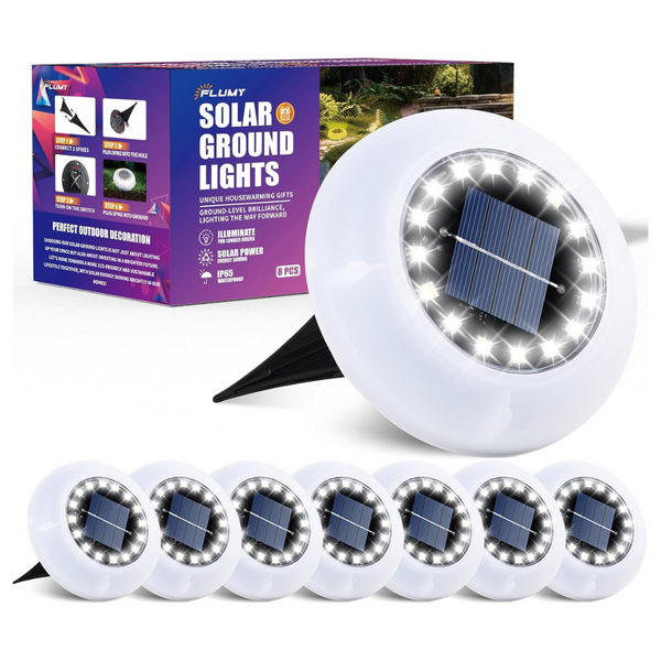 8-Pack Waterproof Solar Ground Lights (Cool White)
