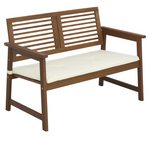 Furinno Tioman Hardwood Outdoor Bench In Teak Oil With Cushion