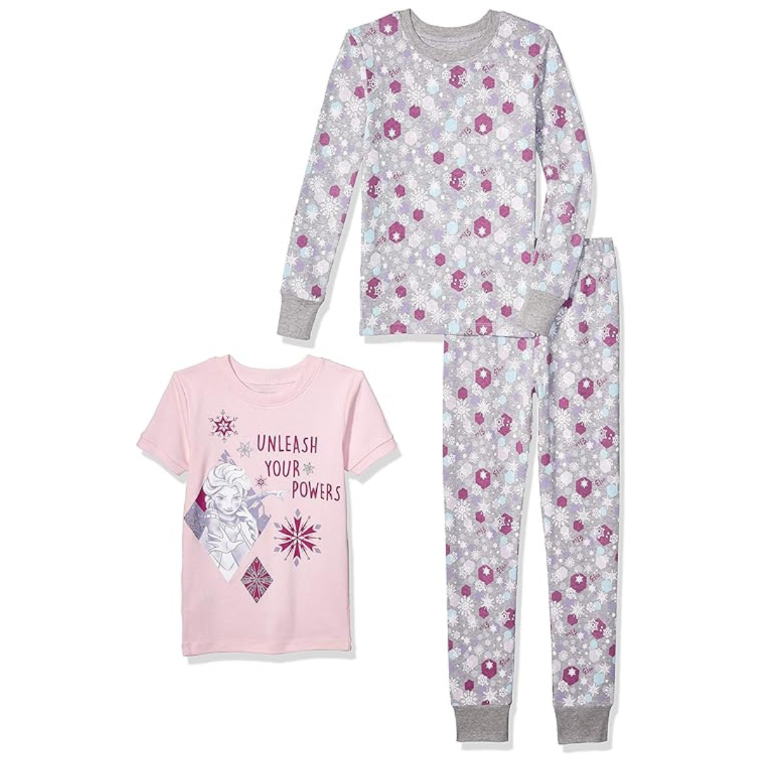 3-Piece Amazon Essentials Baby Girls' Pajama Set, 24 Months (Frozen 2/Snowflake)