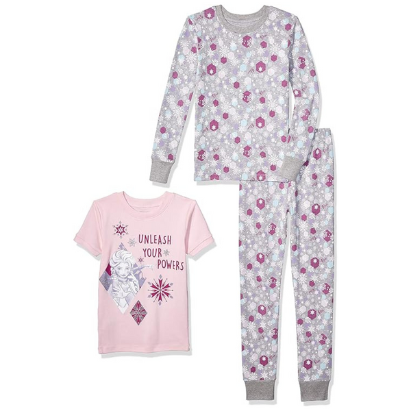 3-Piece Amazon Essentials Baby Girls' Pajama Set, 24 Months (Frozen 2/Snowflake)