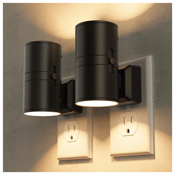 2-Pack Briignite 3000K Dimmable LED Wall Plug Night Lights W/ Sensor