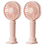 2-Pack Portable USB Rechargeable Handheld Fans With Phone Holder Base