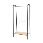 Single Shelf Garment Rack Black Metal With Natural Wood