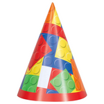 Pack of 8 Building Blocks Birthday Party Hats