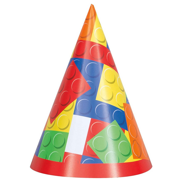 Pack of 8 Building Blocks Birthday Party Hats