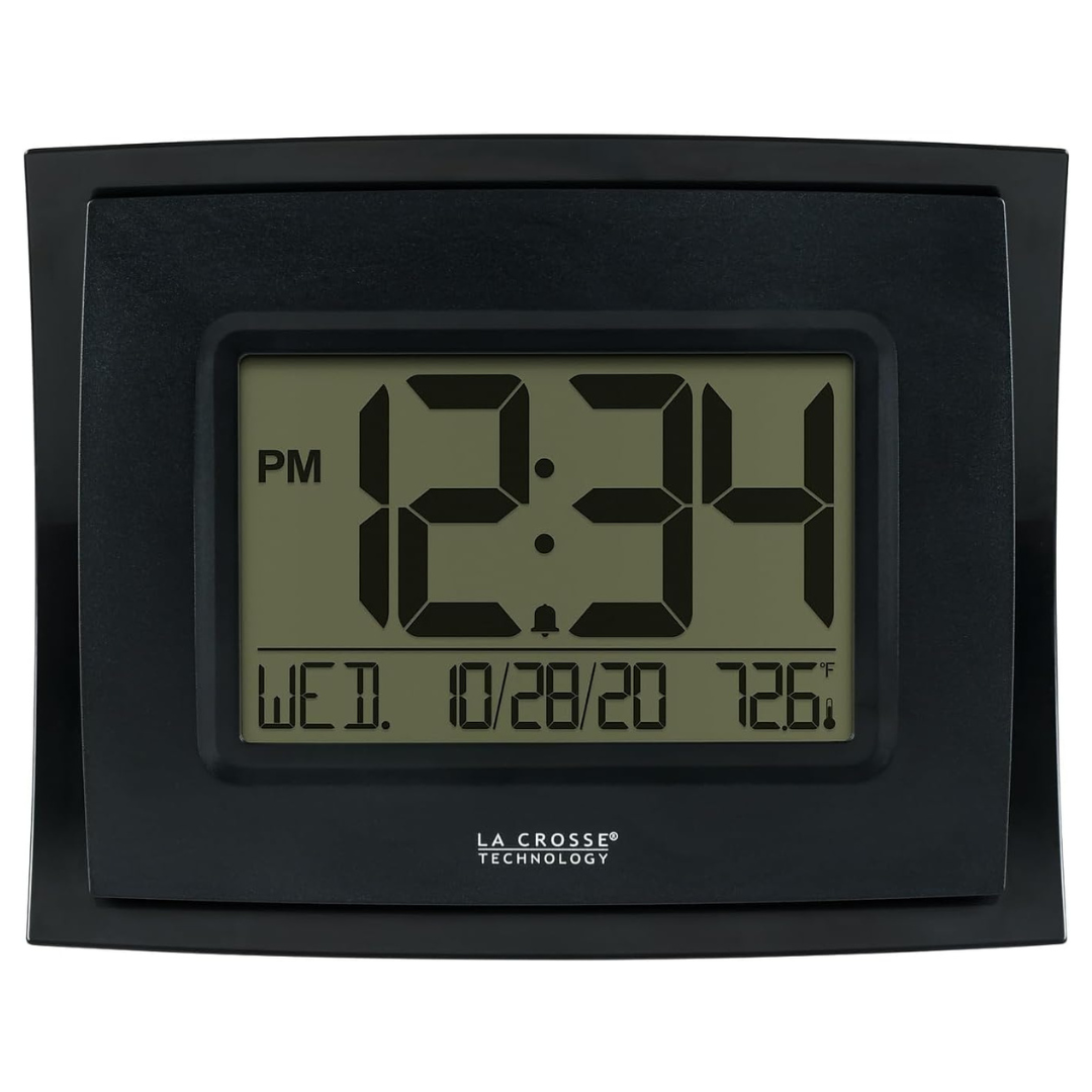 La Crosse Technology Digital Black Clock With Indoor Temperature