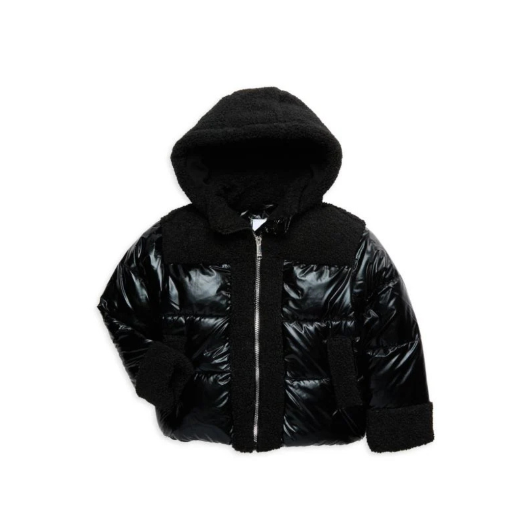 Sam Edelman Little Girl’s Hybrid Metallic & Faux Fur Puffer Jacket (Sizes 4-6X)