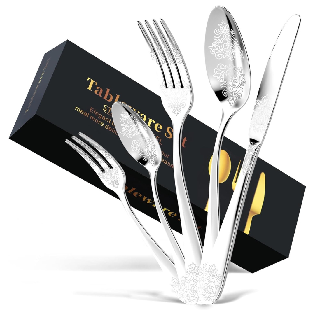 30-Piece Stainless Steel Silverware Set (Silver)