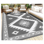 HEBE 6ft x 9ft Waterproof & Reversible Plastic Straw Rugs Patio Mats