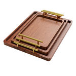 3-Pack Bamboo Serving Trays With Metal Handles