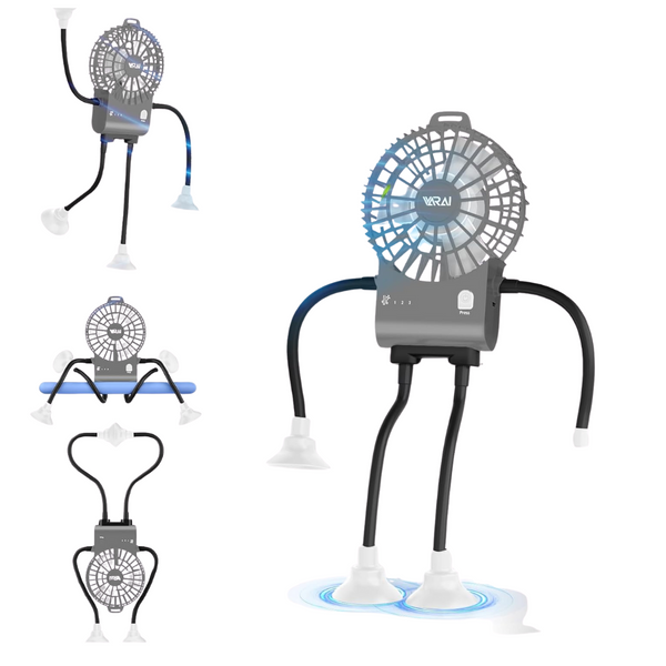 Rechargeable Portable Freestyle Small Robot Desk Fan With Suckers