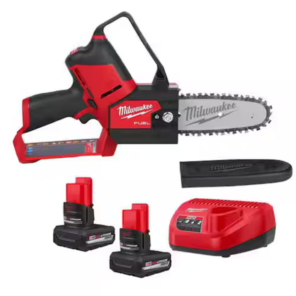 Milwaukee M12 6" 12V Brushless Pruning Chainsaw w/ 2x 5Ah HO Batteries