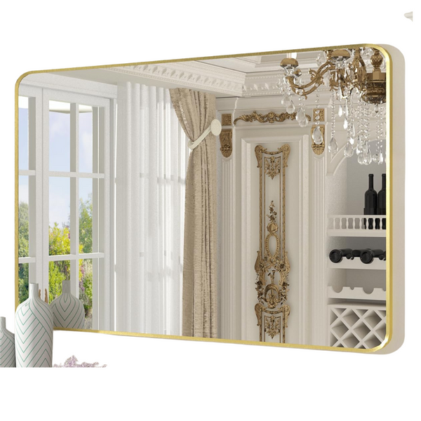 24"x36" Framed Wall Mounted Vanity Mirror for Bathroom (Gold)