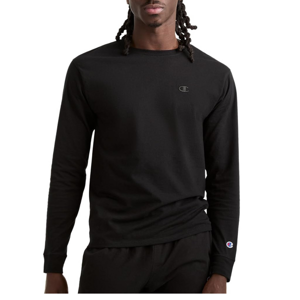 Champion Men's Classic Long Sleeve Comfortable Soft T-Shirt (Black)