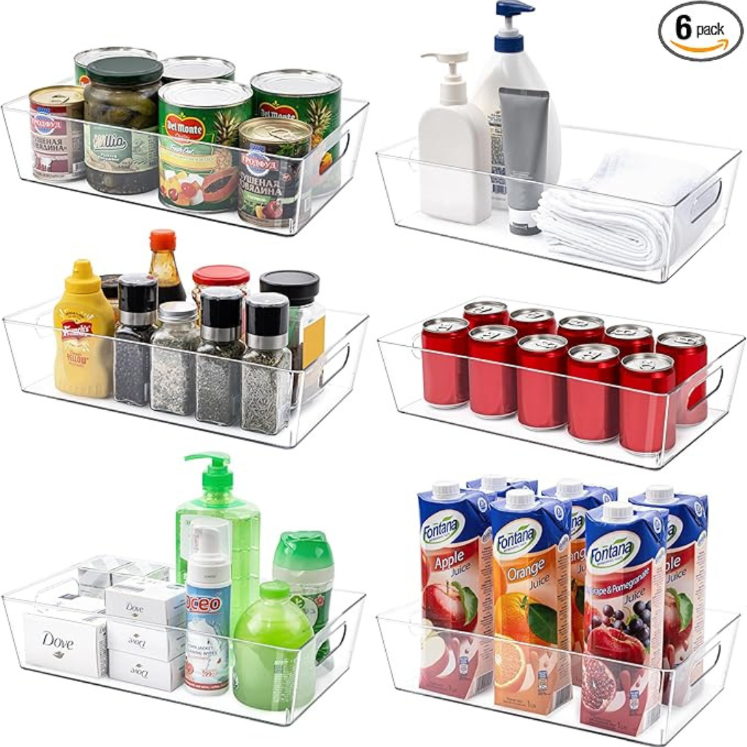 6-Pack Tiawudi Large Clear Storage Bins