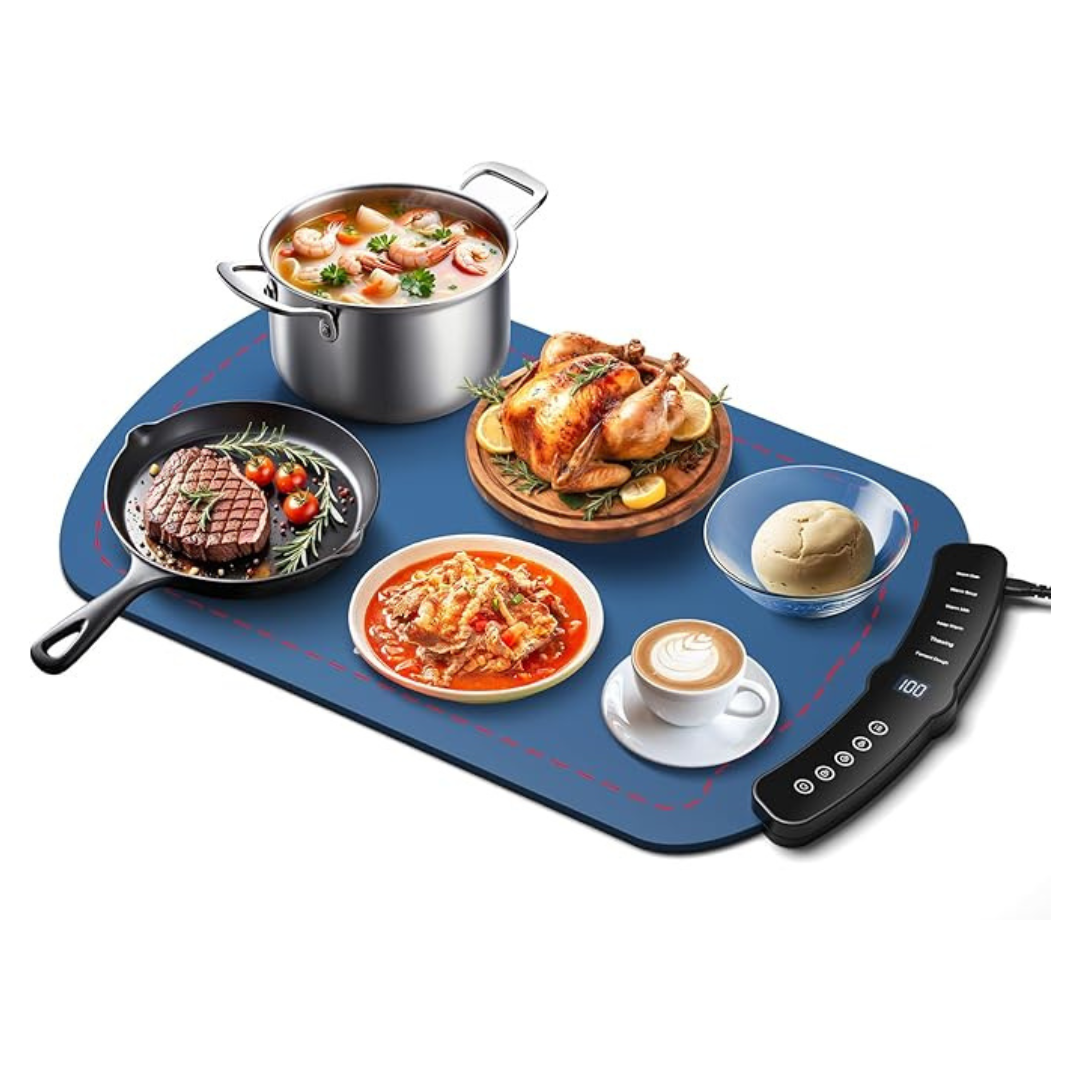 Taseven Electric Food Warming Mat With 7-Temp Adjustable Tray (Blue)