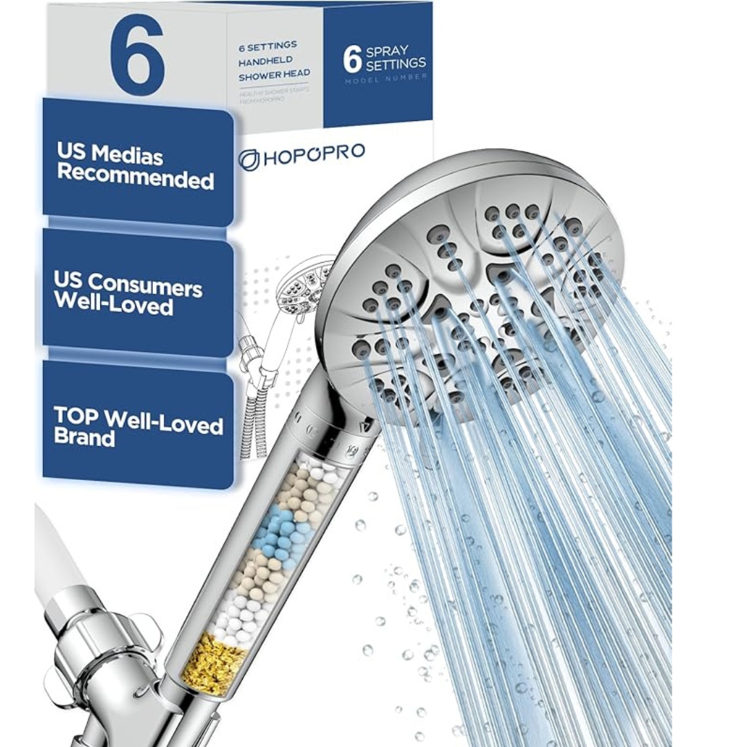 6-Mode High Pressure Handheld Shower Head with Filter