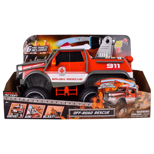 Maxx Action Off Road Over 14″ Firetruck Toy With Working Water Cannon And Targets, Lights, Sounds, Motorized Drive And Shooting Water