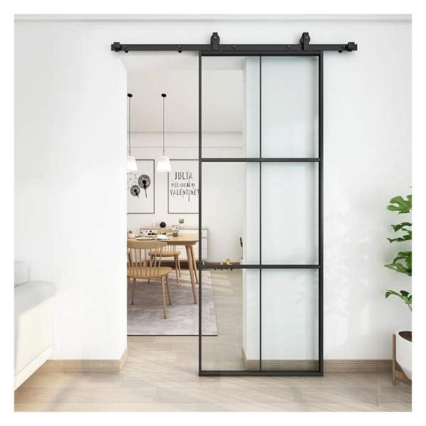 JUBEST 30" x 84" Glass Sliding Barn Door