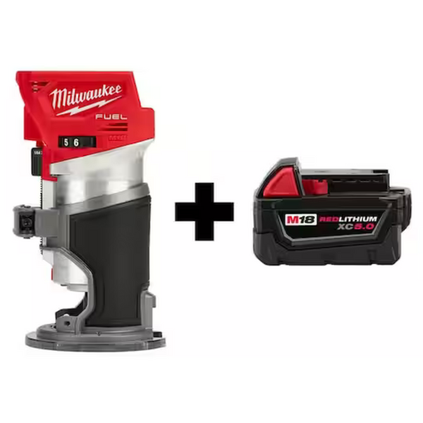 Milwaukee M18 FUEL 18V Lithium-Ion Compact Router W/ 5.0 Ah Battery