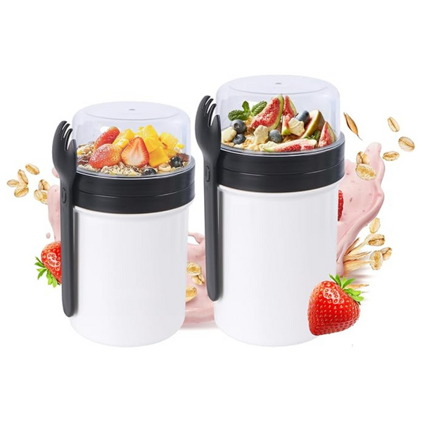 2-Pack 21 & 25 Oz Overnight Oats Containers With Lids