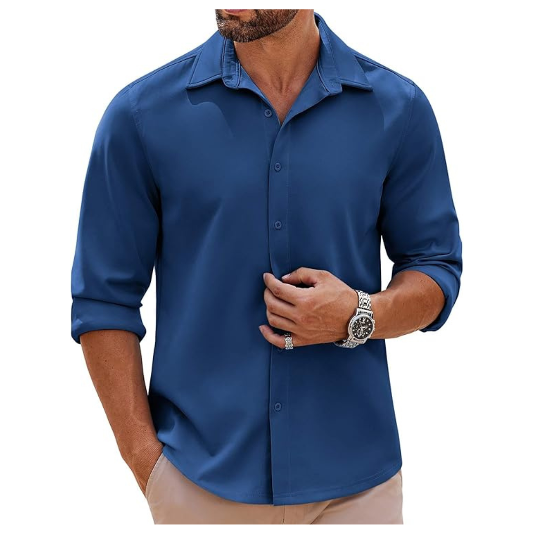 Men's Long Sleeve Stretch Button Down Shirt