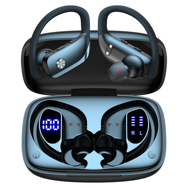 Bmani Wireless Bluetooth Over-Ear Earbuds With Earhooks & LED Display
