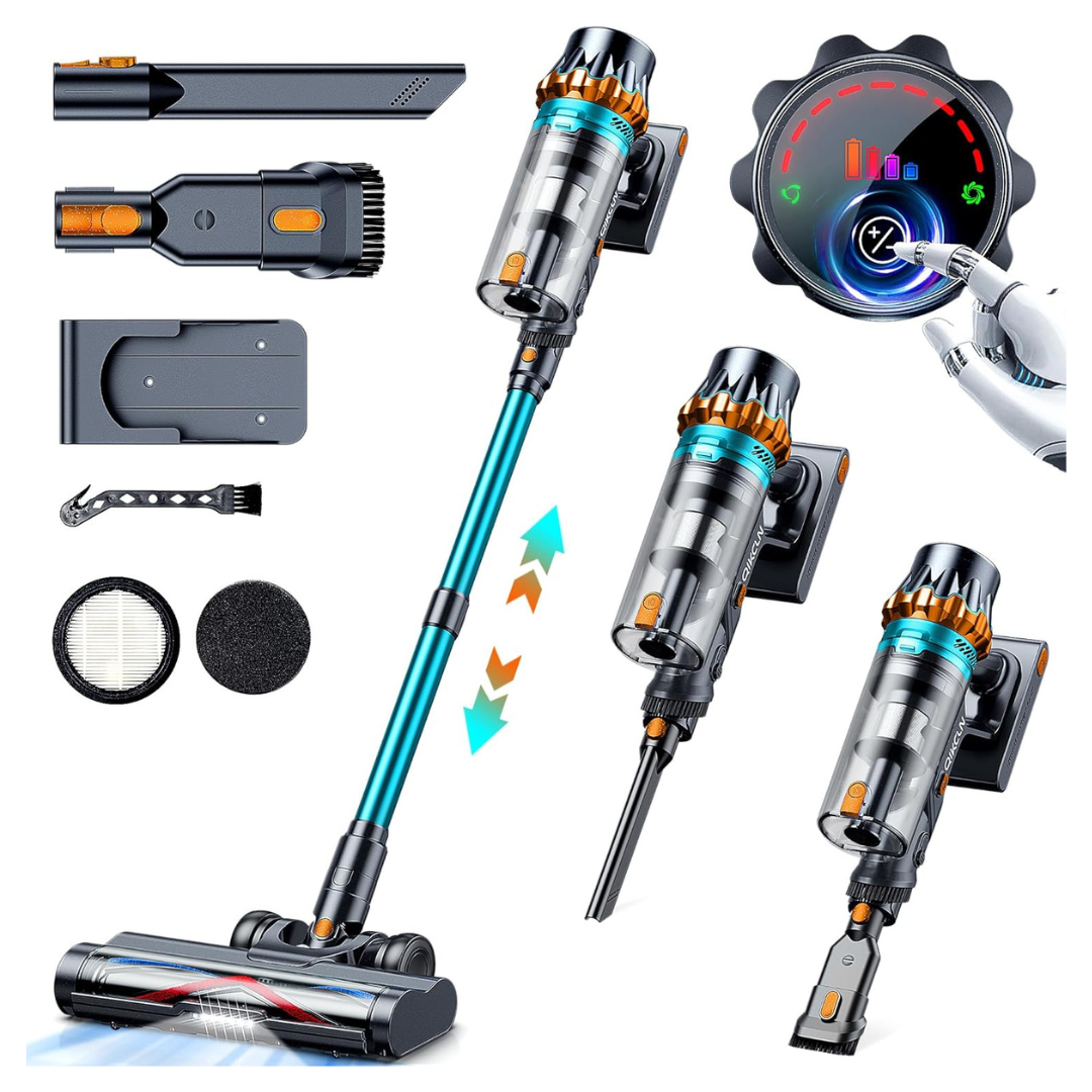 QikCln 450W 45Kpa Cordless Vacuum Cleaner With LED Headlights