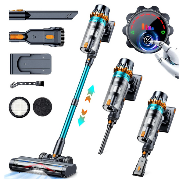 QikCln 450W 45Kpa Cordless Vacuum Cleaner With LED Headlights