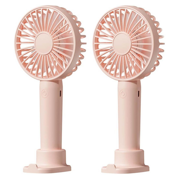 2-Pack Portable USB Rechargeable Handheld Fans With Phone Holder Base