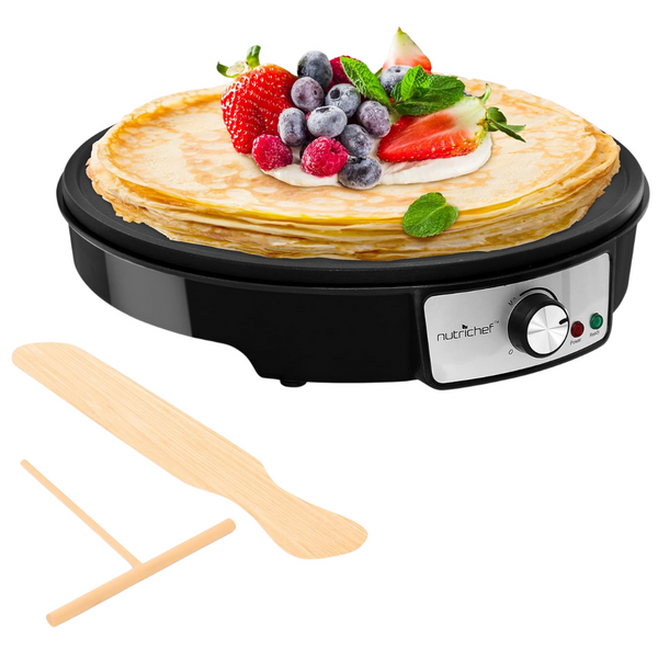 NutriChef Nonstick 12" Electric Griddle & Crepe Maker Cooktop (PCRM12)