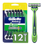 12-Count Gillette Sensor3 Disposable Razor For Men (Sensitive)