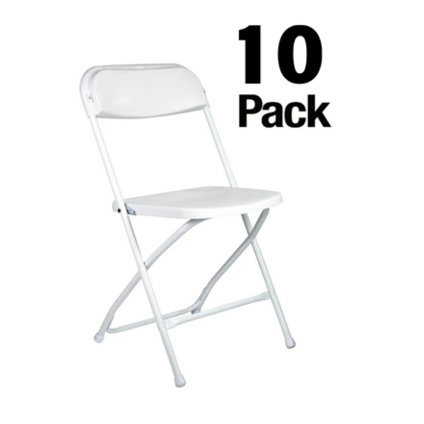 10-Pack Chivari Steel-Poly Folding Chairs (White)