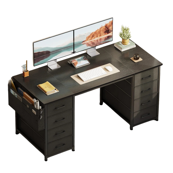 Ebern Designs Home Office Desk With 8 Spacious Drawers