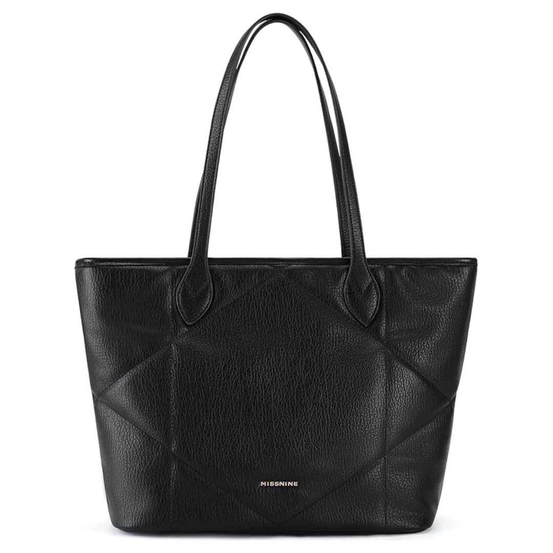 Large Vegan Leather Quilted Tote Bags With Zipper (3 Colors)